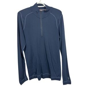 Smartwool Merino Wool 1/4 Zip Long Sleeve Base Layer Top Navy Mens S